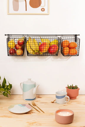 Frutero de pared de metal negro