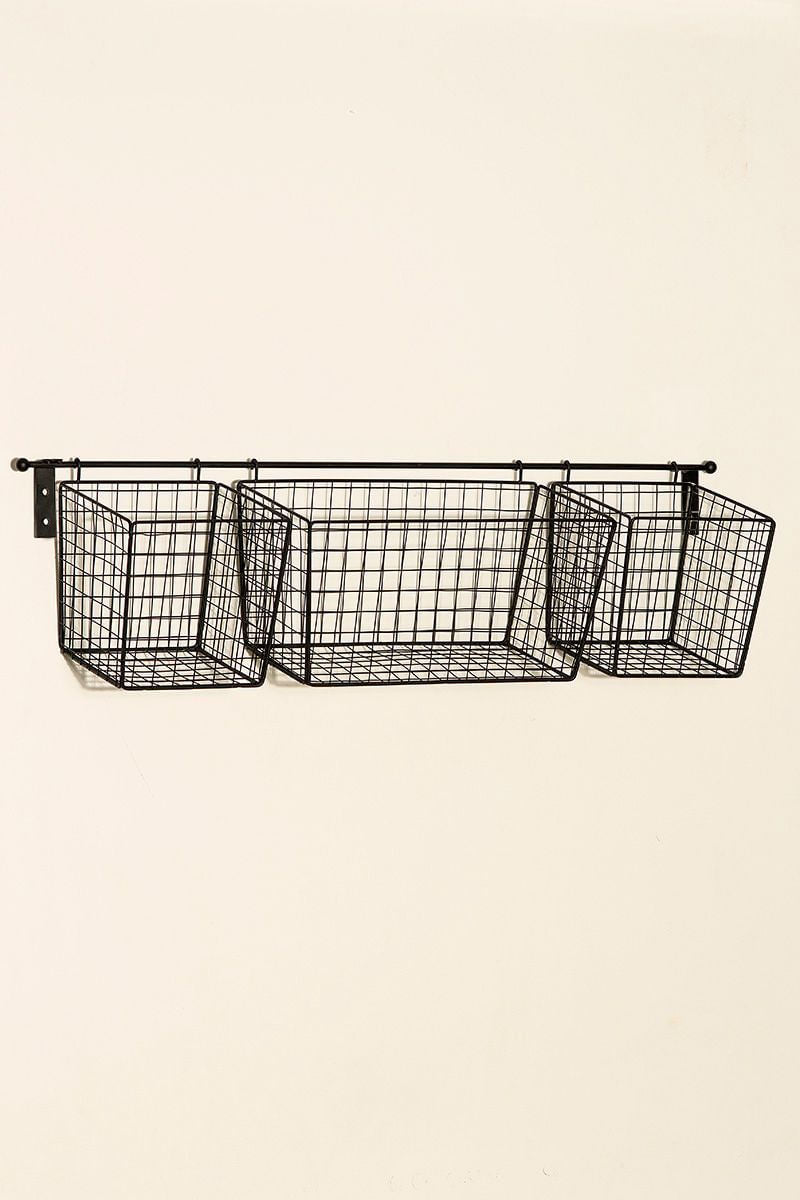 Frutero de pared de metal negro